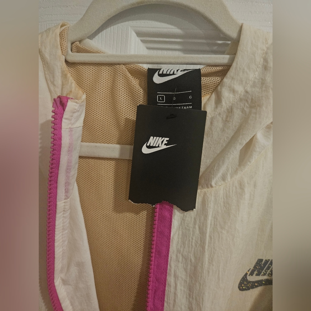 Nike Women's Cream and Pink Bomber Jacket